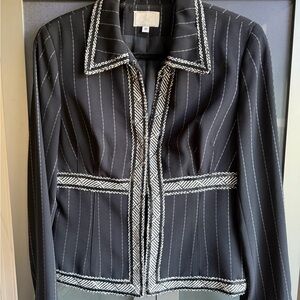 Alberto Makali Black and White Striped Blazer